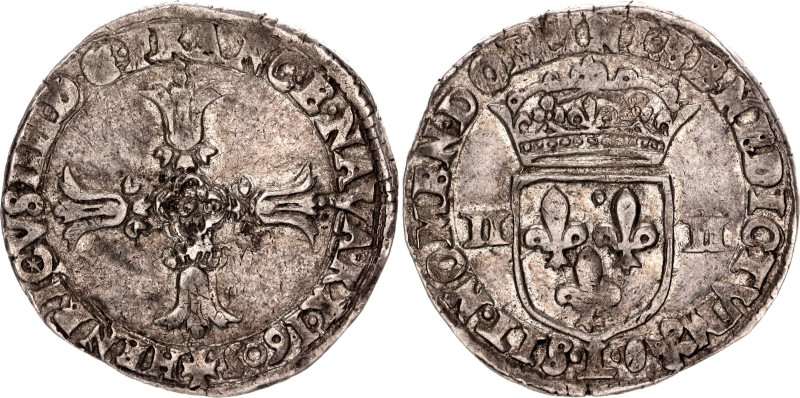 France 1/4 Ecu 1605 L
Dy royales# 1224, N# 13359; Silver 9.58 g.; Henri IV; Bay...