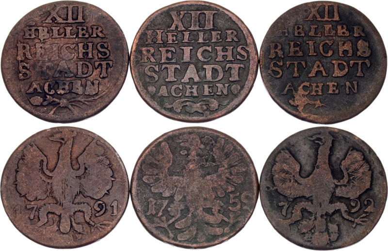 German States Aachen 3 x 12 Heller 1759 - 1792
KM# 51, N# 3957; Bronze; VF