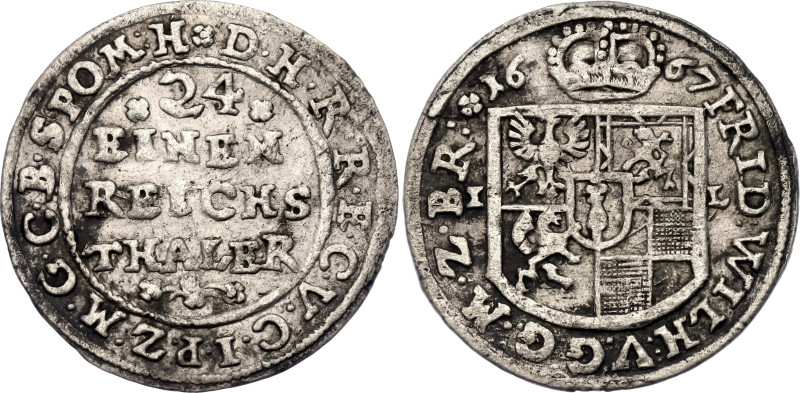 German States Brandenburg-Prussia 1/24 Thaler 1667 IL
Silver 1.79 g.; Frederick...