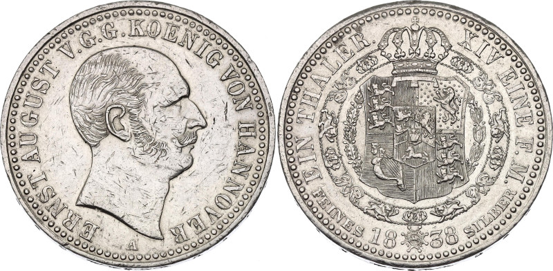 German States Hannover 1 Thaler 1838 A
KM# 182, N# 173976; Silver 16.64 g.; Ern...