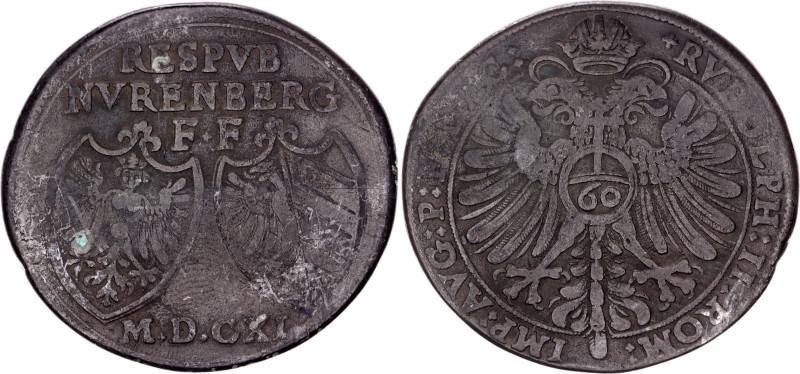 German States Nurnberg 1 Reichsguldiner 1611 MDCXI
KM# 8, Kelln# 142, Dav ECT# ...