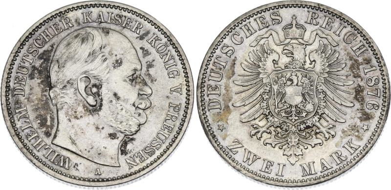 Germany - Empire Prussia 2 Mark 1876 A
KM# 506, J# 96, AKS# 115, N# 5810; Silve...