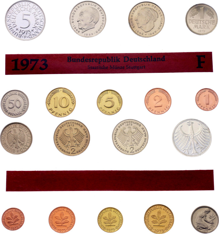 Germany - FRG Proof Mint Set of 9 Coins 1973 F
KM# PS29; With Silver., Proof; K...