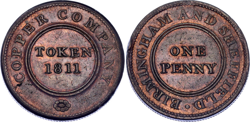 Great Britain Birmingham and Sheffield Token 1 Penny 1811
Withers# 232b; Copper...