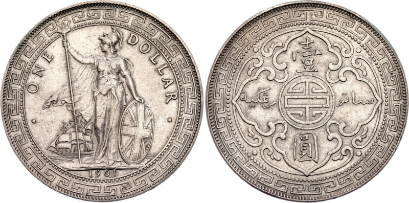 Great Britain 1 Trade Dollar 1901 B
KM# T5, N# 8472; Silver 26.79 g.; Victoria;...