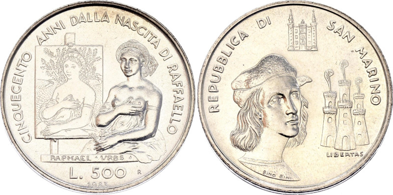 San Marino 500 Lire 1983 R
KM# 154, N# 13717; Silver 11.00 g.; 500th Anniversar...