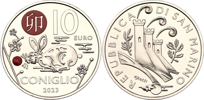 San Marino 10 Euro 2023
N# 393543; Copper-nickel; Chinese Lunar Calendar - Rabb...