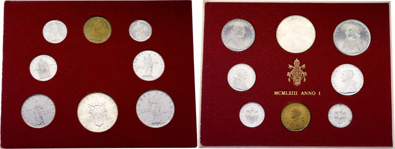 Vatican Annual Coin Set 1963 (I)
KM# MS66; With Silver; Paul VI; In the origina...