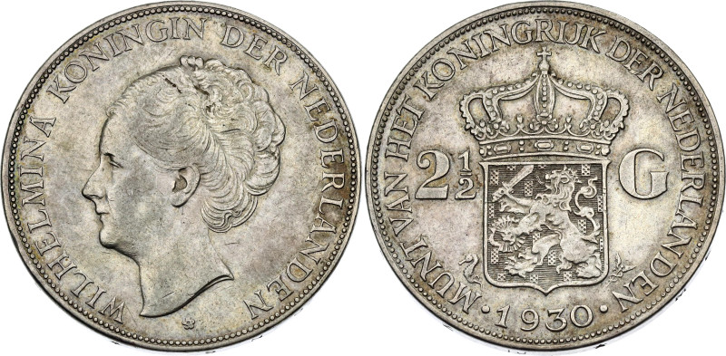 Netherlands 2-1/2 Gulden 1930
KM# 165, N# 6551; Silver 24.96 g.; Wilhelmina; XF...