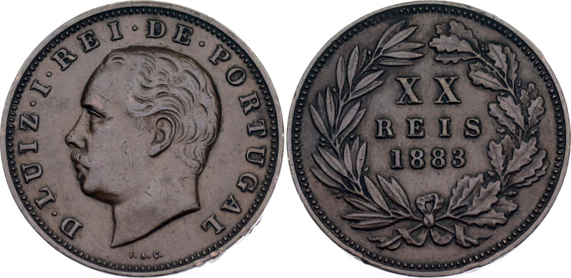 Portugal 20 Reis 1883
KM# 527, N# 768; Bronze; Luis I; XF