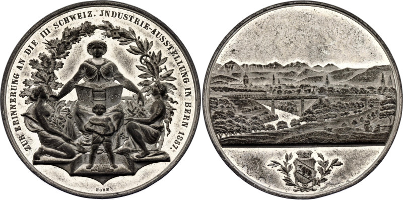 Switzerland Bern Tin Medal "3rd Swiss Industrial Exhibition" 1857
SM 583; Tin 5...