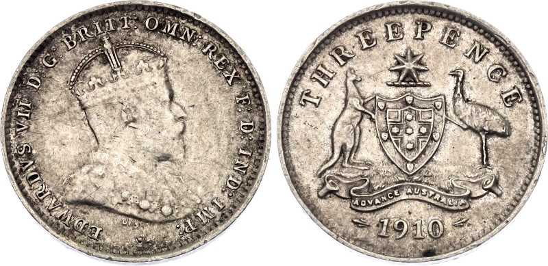 Australia 3 Pence 1910
KM# 18, N# 12495; Silver 1.42 g.; Edward VII; XF+ with n...