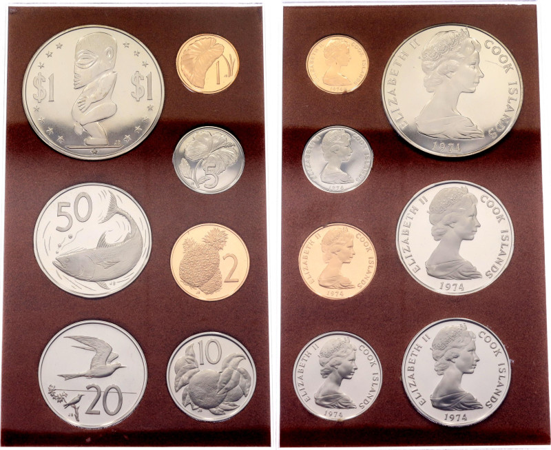 Cook Islands Annual Proof Coin Set 1974
KM# PS3; Proof; Elizabeth II; 1 - 2 - 5...