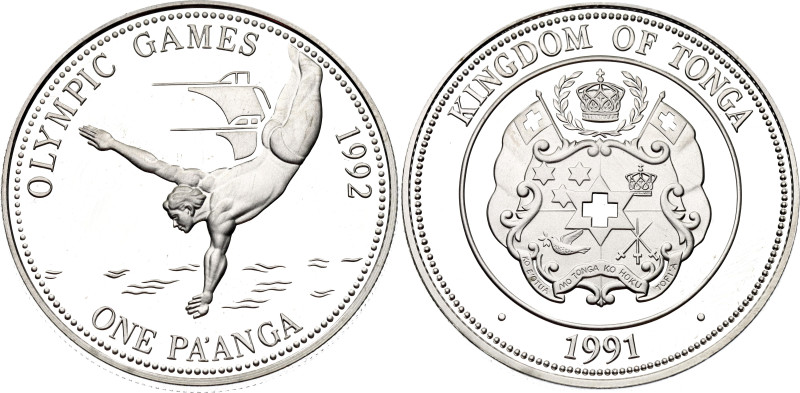 Tonga 1 Pa'anga 1991
KM# 140, N# 23446; Silver 31.79 g., Proof; Taufa'ahau Toup...