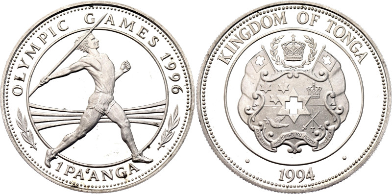 Tonga 1 Pa'anga 1994
KM# 159, N# 55247; Silver 31.35 g.., Proof; 1996 Atlanta S...