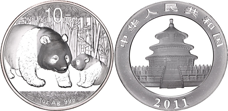 China Republic 10 Yuan 2011
KM# 1980, N# 19783; Silver 31.19 g.; Panda Bullion ...