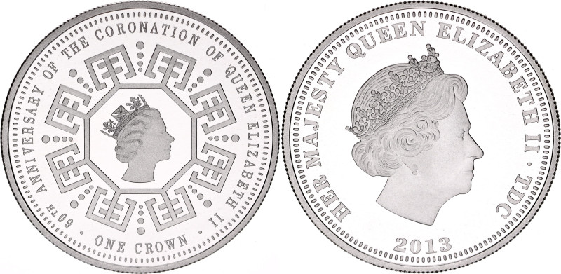 Tristan da Cunha 1 Crown 2013
Silver 12.47 g., Proof; Elizabeth II; 60th Annive...