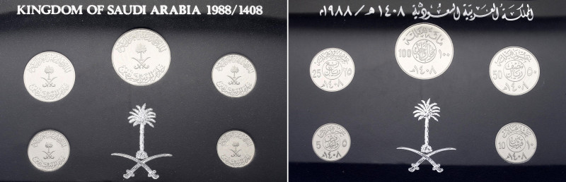 Saudi Arabia Proof Mint Set of 5 Coins 1988 AH 1408
KM# PS1; Proof; Fahd bin Ab...