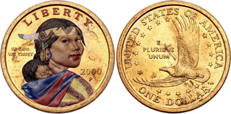 United States 1 Dollar 2000 P
KM# 310, N# 923; Colorized; "Sacagawea Dollar"; U...