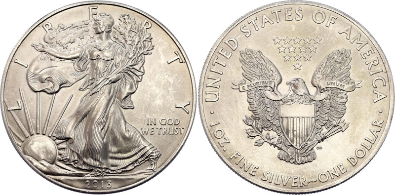 United States 1 Dollar 2013
KM# 273, Schön# 216, N# 1493; Silver 31.32 g; "Amer...