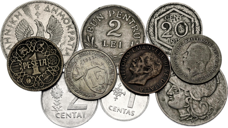 Europe Lot of 10 Coins 1918 - 1991
With Silver; Various Countries, Dates & Deno...