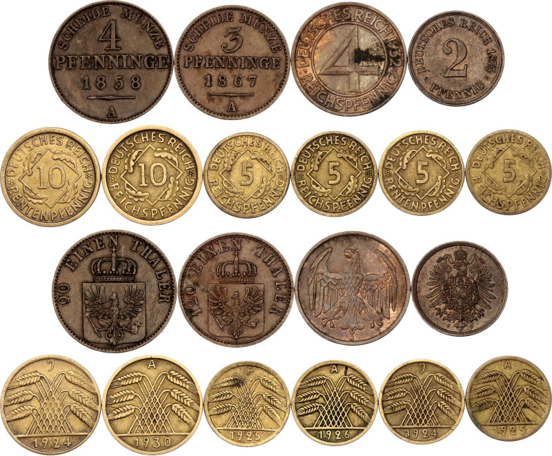 Germany Lot of 10 Coins 1858 - 1932
Various Rulers, States, Denominations & Min...