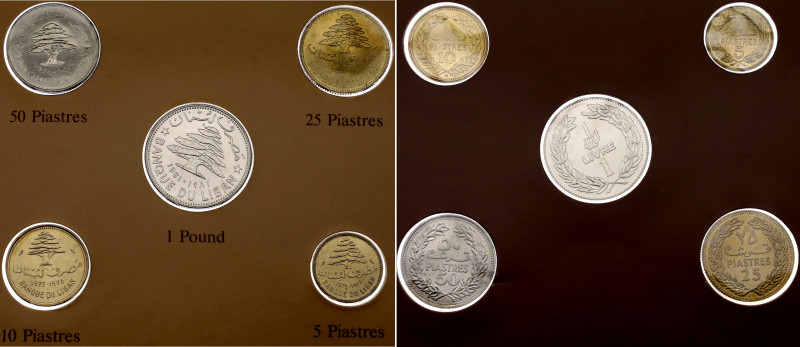 Lebanon Set of 5 Coins 1975 - 1981
Various Composition; 5 - 10 - 25 - 50 Piastr...