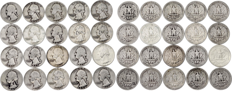 United States 20 x 1/4 Dollar 1935 - 1964
KM# 164, N# 54; Silver., Total weight...