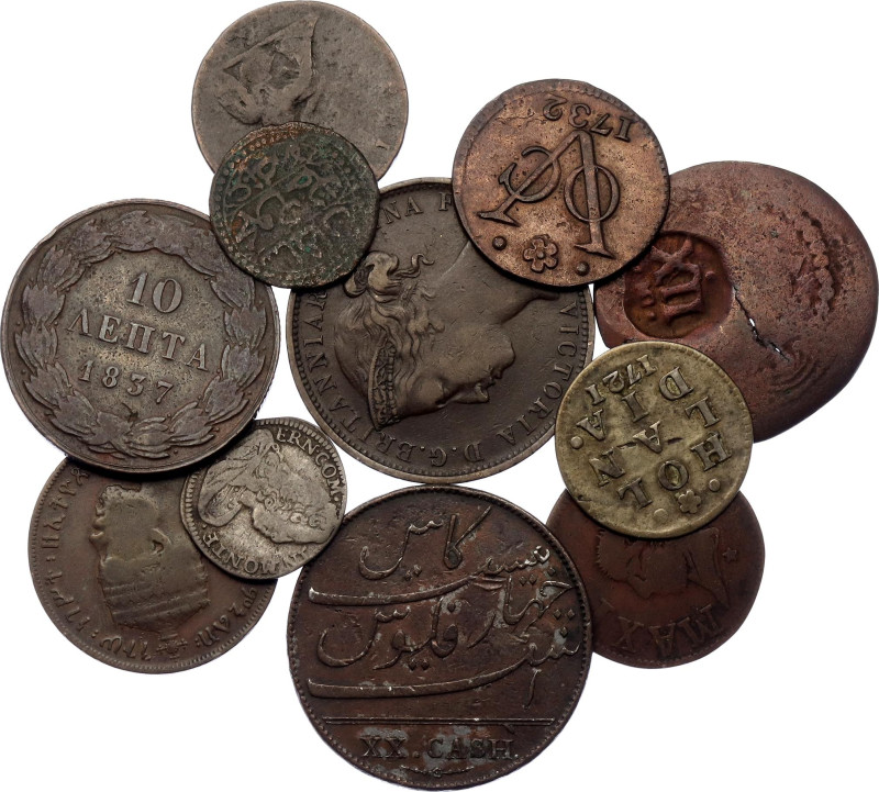 World Lot of 11 Coins 1721 - 1877
With Silver; Various Countries, Dates & Denom...