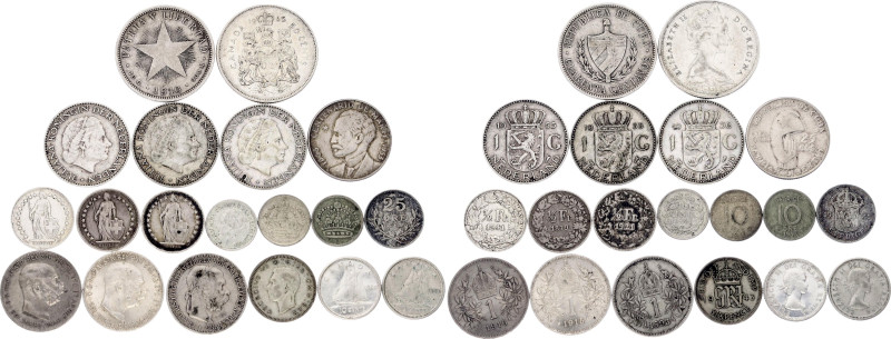 World Lot of 19 Coins 1879 - 1965
Silver., Total Weight 83.33 g.; Variuos Compo...