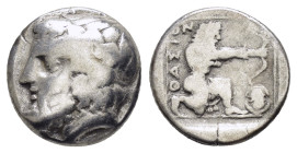 ISLANDS of THRACE.Thasos.(Circa 411-340 BC).Drachm.

Obv : Wreathed head of Dionysos left.

Rev : ΘΑΣΙΟΝ.
Herakles kneeling right in archer's stance, ...