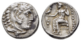 KINGS of MACEDON Alexander III the Great.(336-323 BC). Drachm. Sardes.

Obv : Head of Herakles right, wearing lion skin.

Rev : AΛΕΞΑΝΔΡΟΥ.
Zeus seate...