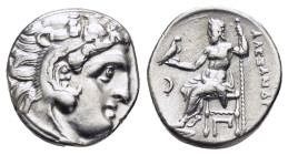 KINGS of MACEDON. Alexander III The Great. (336-323 BC).Kolophon.Drachm.

Obv : Head of Herakles right, wearing lion skin.

Rev : AΛΕΞΑΝΔΡΟΥ.
Zeus sea...
