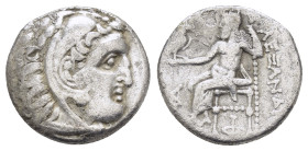 KINGS of MACEDON. Alexander III The Great.(336-323 BC).Kolophon.Drachm.

Obv : Head of Herakles right, wearing lion skin.

Rev : AΛΕΞΑΝΔΡΟΥ.
Zeus seat...