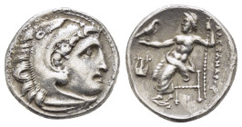 KINGS of MACEDON. Alexander III The Great.(336-323 BC).Kolophon.Drachm.

Obv : Head of Herakles right, wearing lion skin.

Rev : AΛΕΞΑΝΔΡΟΥ.
Zeus seat...