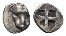 BOSPOROS.Pantikapaion.(Circa 480-470 BC).Obol.

Obv : Facing lion’s head.

Rev : Quadripartite incuse square.
SNG BM Black Sea 837.

Condition : Good ...