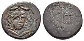 PAPHLAGONIA. Sinope. Struck under Mithradates VI (Circa 105-90 or 90-85 BC). Ae.

Obv : Aegis with gorgoneion.

Rev : ΣΙΝΩΠΗΣ.
Nike advancing right, h...
