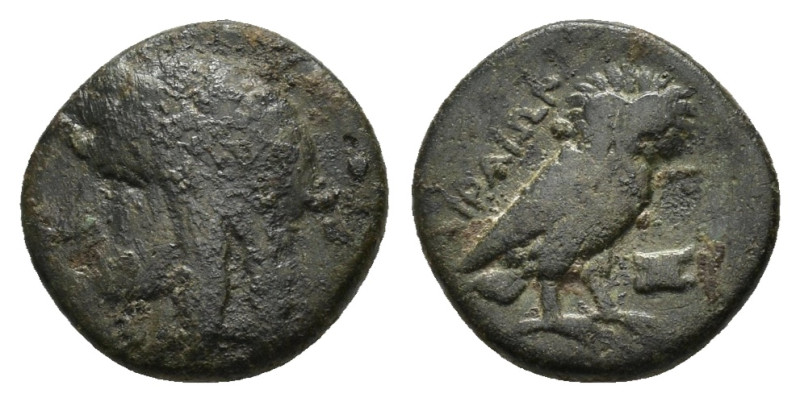 IONIA. Airai.(Circa 375-350 BC).Ae.

Obv : Laureate head of Apollo left.

Re...