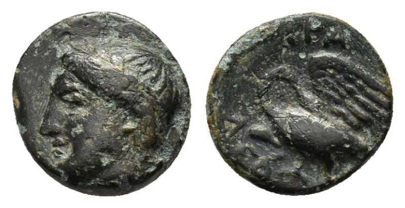 IONIA. Leukai.(Circa 350-300 BC).Ae.

Obv : Laureate head of Apollo left.

Rev :...