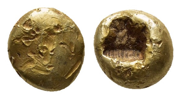 IONIA.Uncertain.(Circa 650-600 BC).EL 1/12 Stater.

Obv : Plain globular surfa...