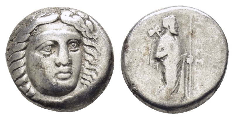 SATRAPS of CARIA.Maussolos.(Circa 377-353 BC).Halikarnassos.Drachm.

Obv : Lau...