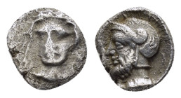 CILICIA.Tarsos.Time of Pharnabazos and Datames.(Circa 380-361/0 BC).Obol.

Obv : Female head facing slightly to left.

Rev : Helmeted and bearded male...