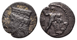 CYPRUS. Kition. Melekiathon.(Circa 392-362 BC). Ae.

Obv : Herakles in fighting stance right, holding club and bow, and with lion skin draped over arm...