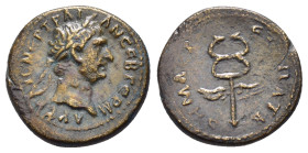 SELEUKID KINGS of SYRIA.Antioch. Trajan (98-117).Semis.Ae.

Obv : ΑΥΤΟΚΡ ΚΑΙС ΝЄΡ ΤΡΑΙΑΝΟС СЄΒ ΓЄΡΜ.
Laureate head right.

Rev : ΔΗΜΑΡΧ ЄΞ ΥΠΑΤ Β.
Win...