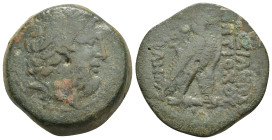 SELEUKID KINGS of SYRIA. Antiochos IV Epiphanes (175-164 BC).Antioch on the Orontes.Ae.

Obv : Laureate head of Zeus-Serapis right, wearing taenia wit...