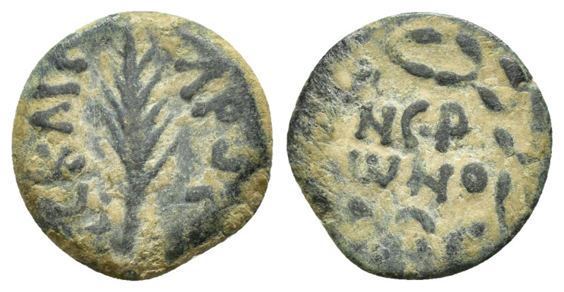 JUDAEA. Procurators. Porcius Festus.(59-62).Jerusalem.Ae.

Obv : NЄP ωNO C.
Lege...
