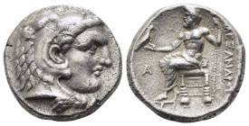 PTOLEMAIC KINGS of EGYPT. Ptolemy I Soter (As satrap, 323-305 BC).Arados.Tetradrachm. 

Obv : Head of Herakles right, wearing lion skin.

Rev : AΛEΞAN...