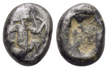 ACHAEMENID EMPIRE.Time of Darios I to Xerxes II.(Circa 485-420 BC).Sardes.Siglos.

Obv : Persian king or hero, wearing kidaris and kandys and with qui...