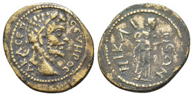 BITHYNIA. Nicaea. Septimius Severus (193-211). Ae.

Obv : AY KAI Λ CЄ[...].
Laureate head right.

Rev : NIKAIEΩN.
Hygieia standing right, feeding serp...