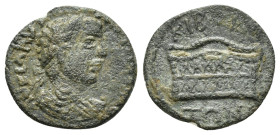 PHRYGIA. Kibyra. Elagabalus (218-222). Ae.

Obv : AY K M AYR ANTΩΝΙΝΟC.
Lauraete, draped and cuirassed bust right.

Rev : ΚΙΒΥΡΑTΩΝ.
Basket.
RPC onlin...